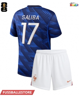 Günstige Frankreich William Saliba #17 Heimtrikotsatz Kinder WM 2026 Kurzarm (+ Kurze Hosen)